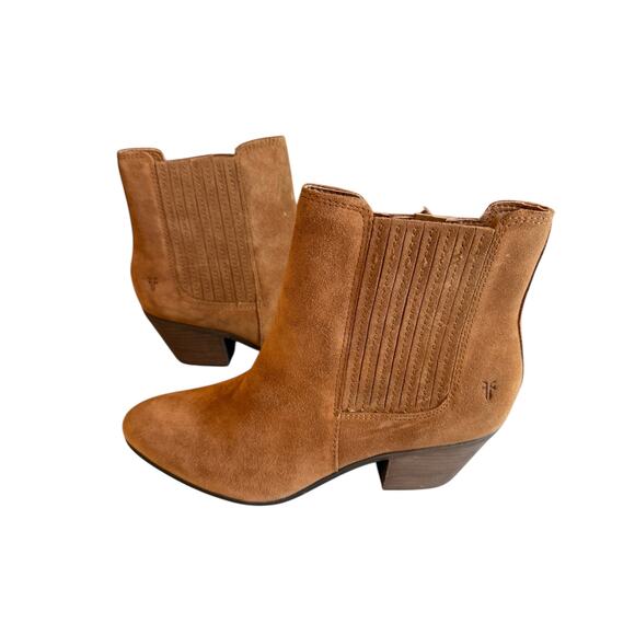 FRYE Sandra Chelsea Boots Cognac Brown Suede 9 - Picture 4 of 8